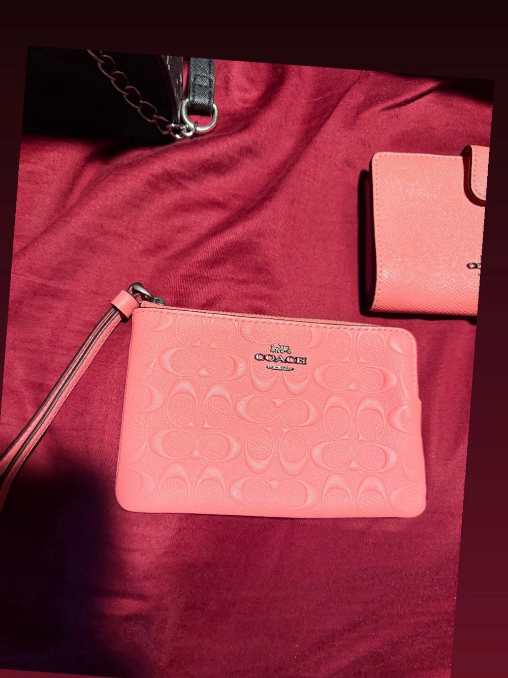 Coach PINK LEMONADE Signature Embossed Wristlet